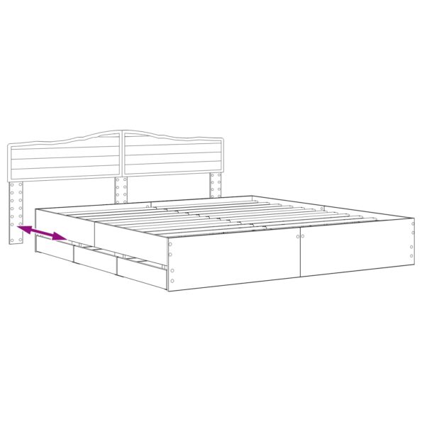 vidaXL Bed Frame with Storage and Headboard Artisan Oak 180 x 200 cm – Obrázok 8