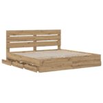 vidaXL Bed Frame with Storage and Headboard Artisan Oak 180 x 200 cm – Obrázok 3