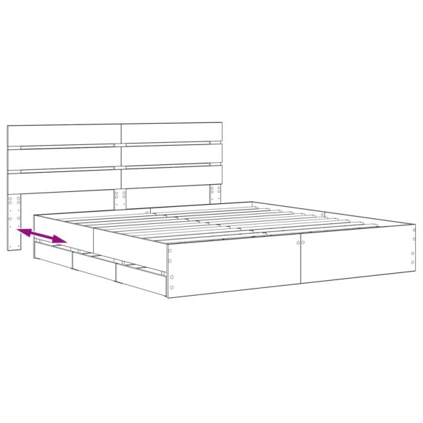 vidaXL Bed Frame with Storage and Headboard Artisan Oak 180 x 200 cm – Obrázok 8