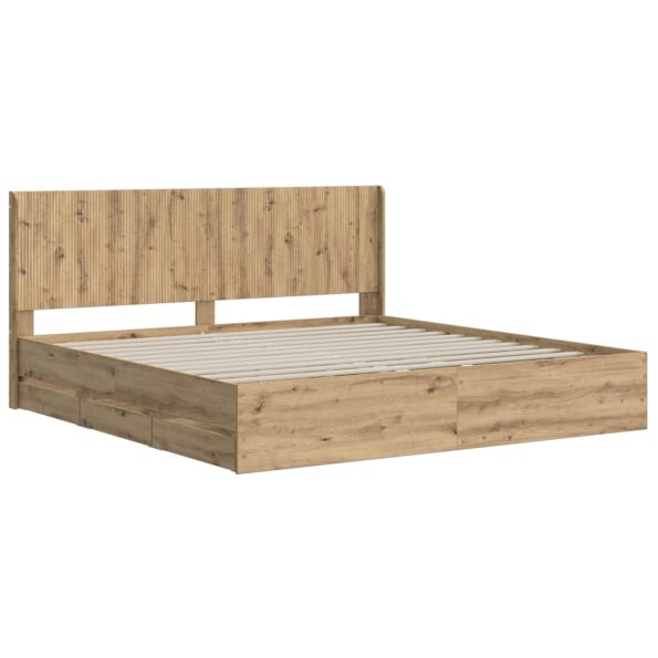 vidaXL Posteľový rám s úložným priestorom a čelom Artisan Oak – Obrázok 2