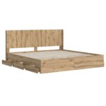 vidaXL Posteľový rám s úložným priestorom a čelom Artisan Oak – Obrázok 3