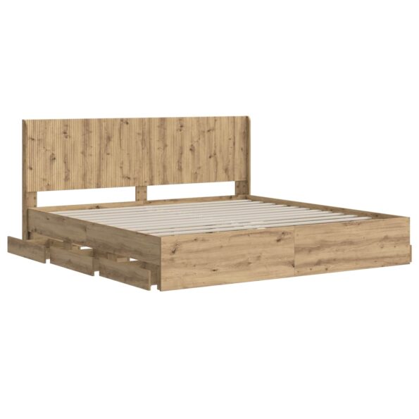 vidaXL Posteľový rám s úložným priestorom a čelom Artisan Oak – Obrázok 3