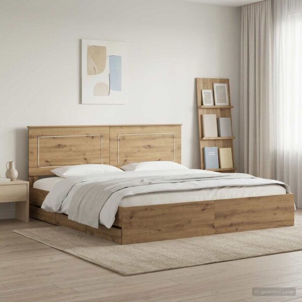 vidaXL Bed Frame with Storage and Headboard Artisan Oak 180 x 200 cm – Obrázok 10