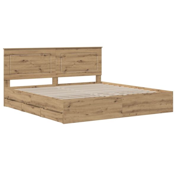 vidaXL Bed Frame with Storage and Headboard Artisan Oak 180 x 200 cm – Obrázok 2