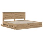 vidaXL Bed Frame with Storage and Headboard Artisan Oak 180 x 200 cm – Obrázok 3