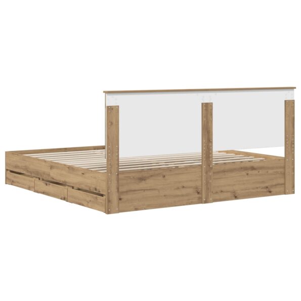 vidaXL Bed Frame with Storage and Headboard Artisan Oak 180 x 200 cm – Obrázok 5