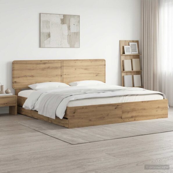 vidaXL Bed Frame with Storage and Headboard Artisan Oak 180 x 200 cm – Obrázok 10
