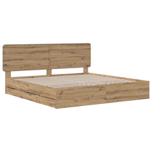 vidaXL Bed Frame with Storage and Headboard Artisan Oak 180 x 200 cm – Obrázok 2