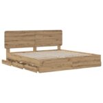 vidaXL Bed Frame with Storage and Headboard Artisan Oak 180 x 200 cm – Obrázok 3