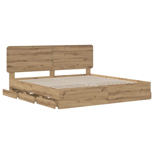 vidaXL Bed Frame with Storage and Headboard Artisan Oak 180 x 200 cm – Obrázok 3