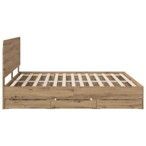 vidaXL Bed Frame with Storage and Headboard Artisan Oak 180 x 200 cm – Obrázok 4