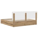 vidaXL Bed Frame with Storage and Headboard Artisan Oak 180 x 200 cm – Obrázok 5