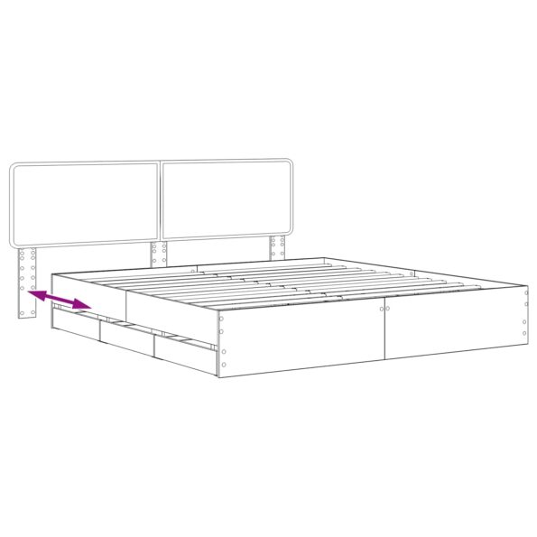 vidaXL Bed Frame with Storage and Headboard Artisan Oak 180 x 200 cm – Obrázok 8