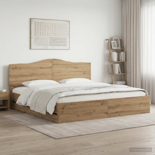 vidaXL Bed Frame with Storage and Headboard Artisan Oak 180 x 200 cm – Obrázok 10