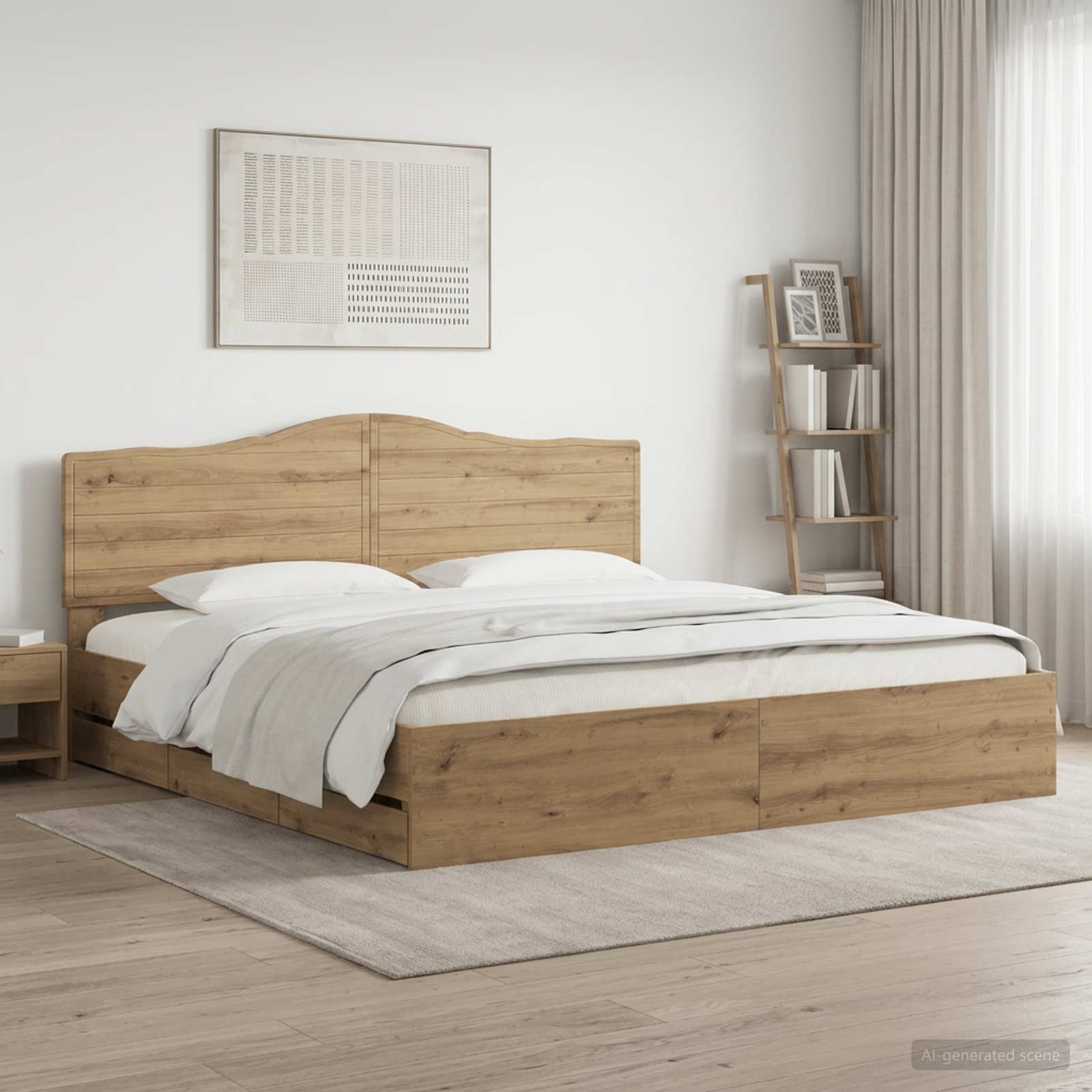 3445839_1.jpg vidaXL Bed Frame with Storage and Headboard Artisan Oak 180 x 200 cm – Obrázok 1