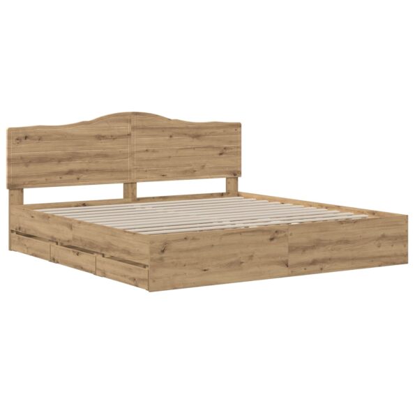 vidaXL Bed Frame with Storage and Headboard Artisan Oak 180 x 200 cm – Obrázok 2