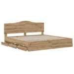 vidaXL Bed Frame with Storage and Headboard Artisan Oak 180 x 200 cm – Obrázok 3