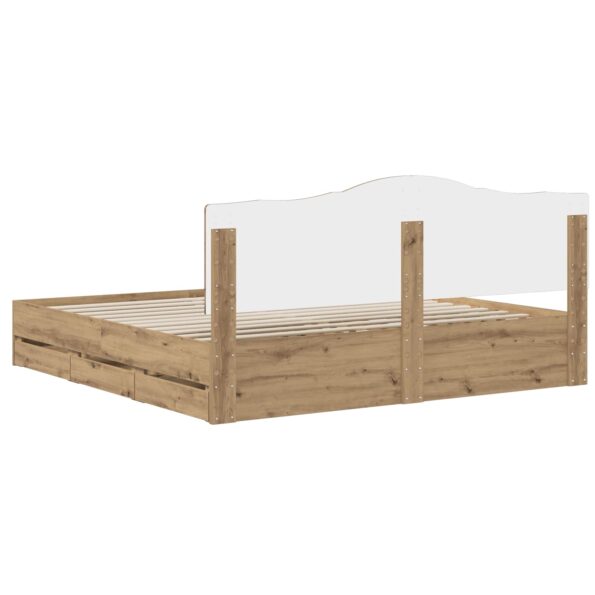vidaXL Bed Frame with Storage and Headboard Artisan Oak 180 x 200 cm – Obrázok 5