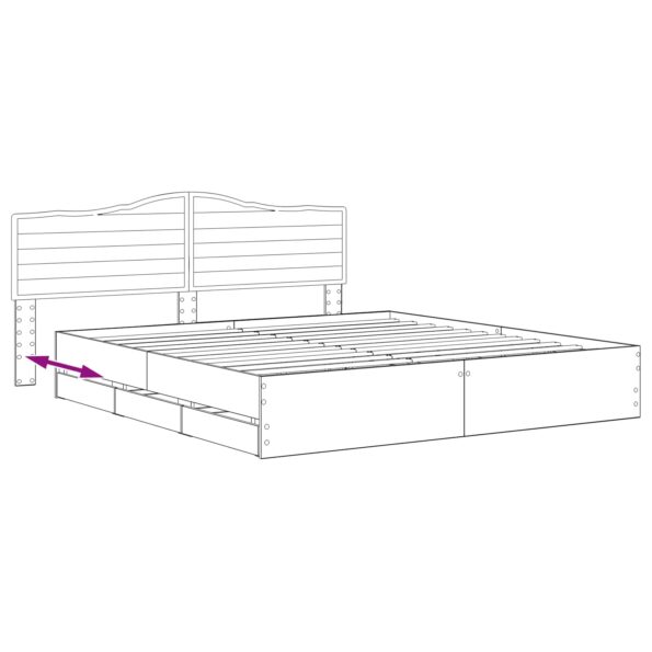 vidaXL Bed Frame with Storage and Headboard Artisan Oak 180 x 200 cm – Obrázok 8