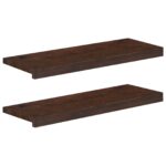 vidaXL Nášľapy na schody 2 ks 70 x 30 x 2 cm Tmavohnedá – Obrázok 2