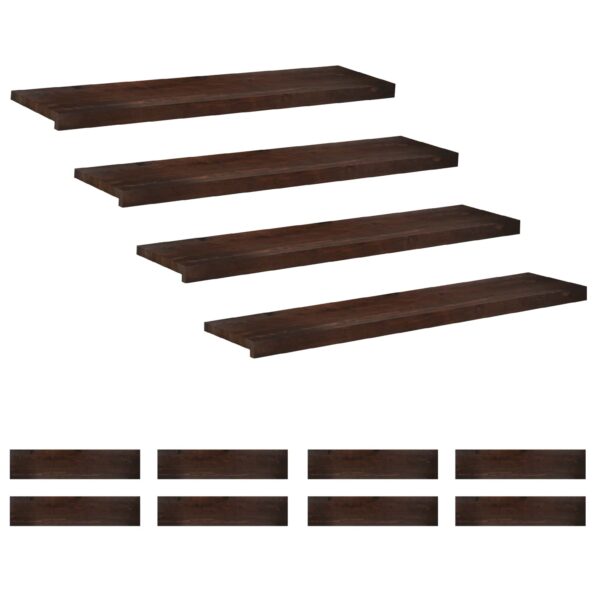 vidaXL Nášľapy na schody 12 ks 120 x 30 x 2 cm Tmavohnedá – Obrázok 2