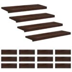 vidaXL Nášľapy na schody 16 ks 80 x 25 x 2 cm Tmavohnedá