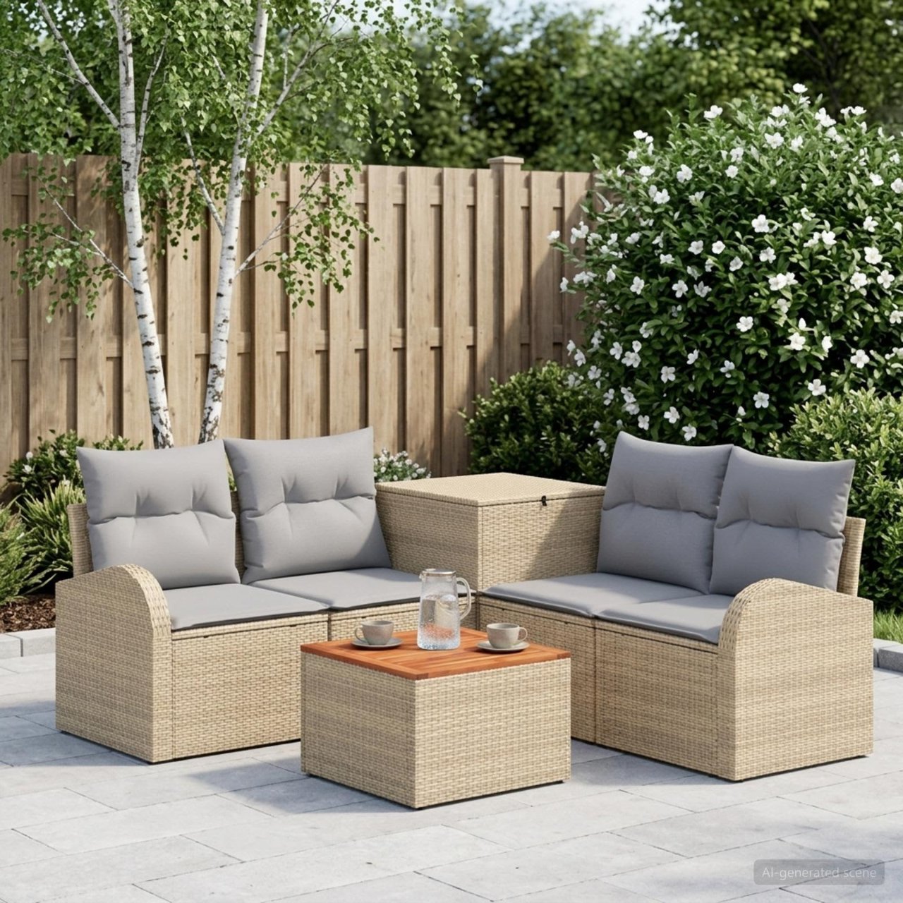 3447203_1.jpg vidaXL Sada pohoviek 6 ks Beige a svetlo šedá Poly ratan a oceľ – Obrázok 1
