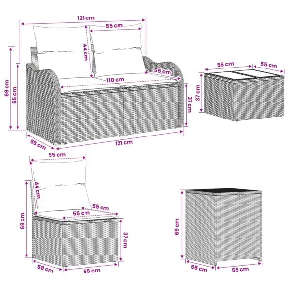 vidaXL Sada pohoviek 8 ks Beige a svetlo šedá Poly ratan a oceľ – Obrázok 12