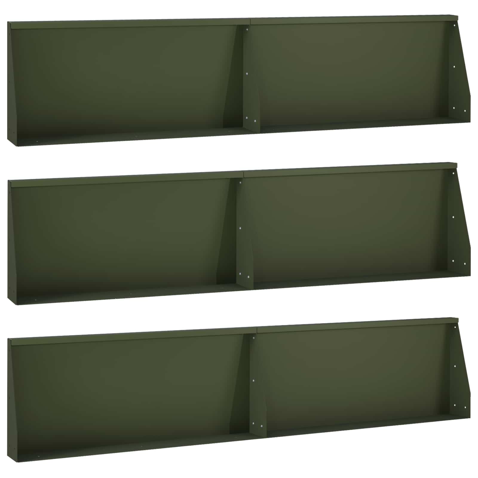 3449117_1.jpg vidaXL Oporný múr 6 ks 100 x 12 x 30 cm Oceľ Olivovo zelená – Obrázok 1