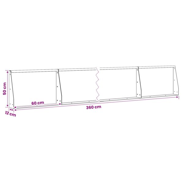 vidaXL Oporný múr 6 ks 60 x 12 x 50 cm Oceľ Čierna – Obrázok 8