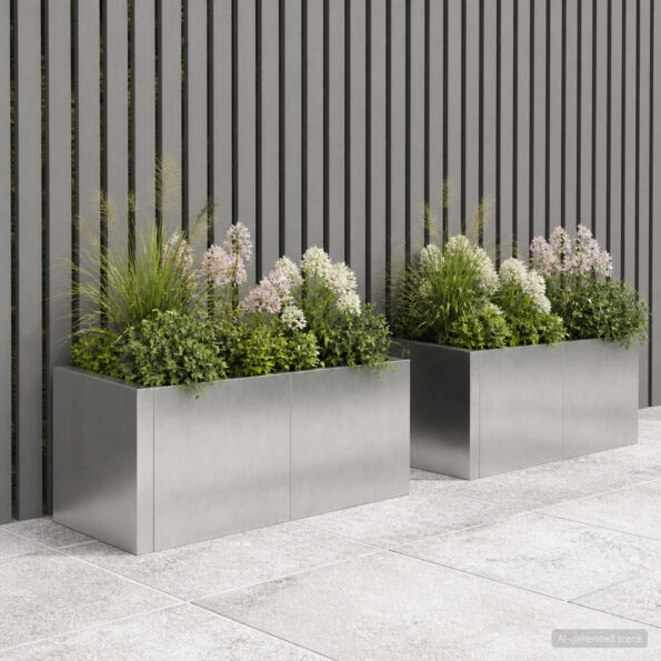 vidaXL Oporný múr 4 ks 100 x 100 x 30 cm Nehrdzavejúca oceľ Strieborná – Obrázok 3