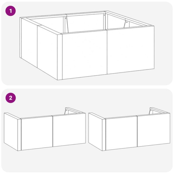vidaXL Oporný múr 4 ks 100 x 100 x 40 cm Oceľ Biela – Obrázok 7