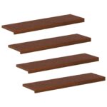 vidaXL Schodový rošt 4 ks 100 x 25 x 2 cm Tmavohnedá – Obrázok 2