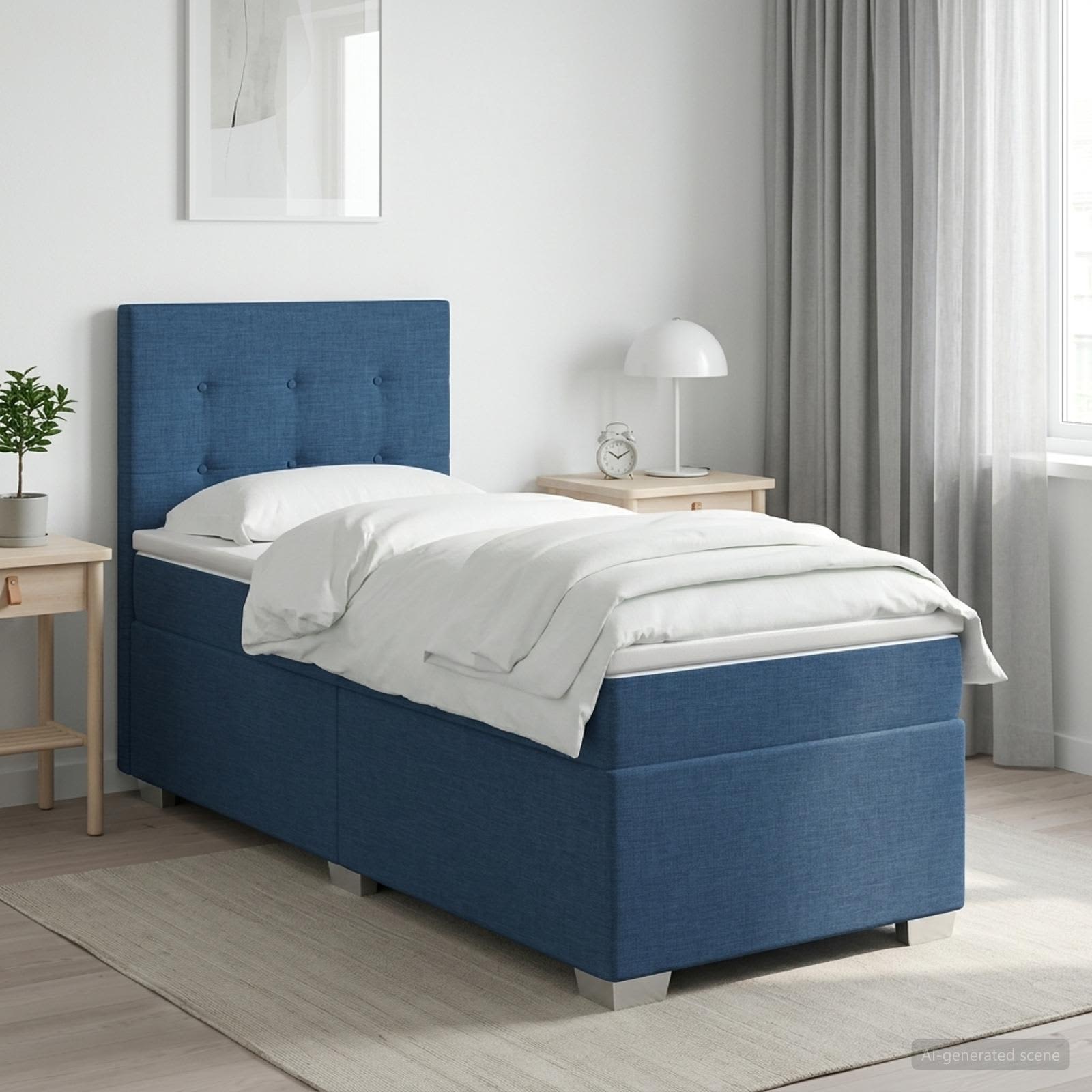 3450354_1.jpg vidaXL Posteľ boxspring s matracom Modrá 80 x 200 cm Látka – Obrázok 1
