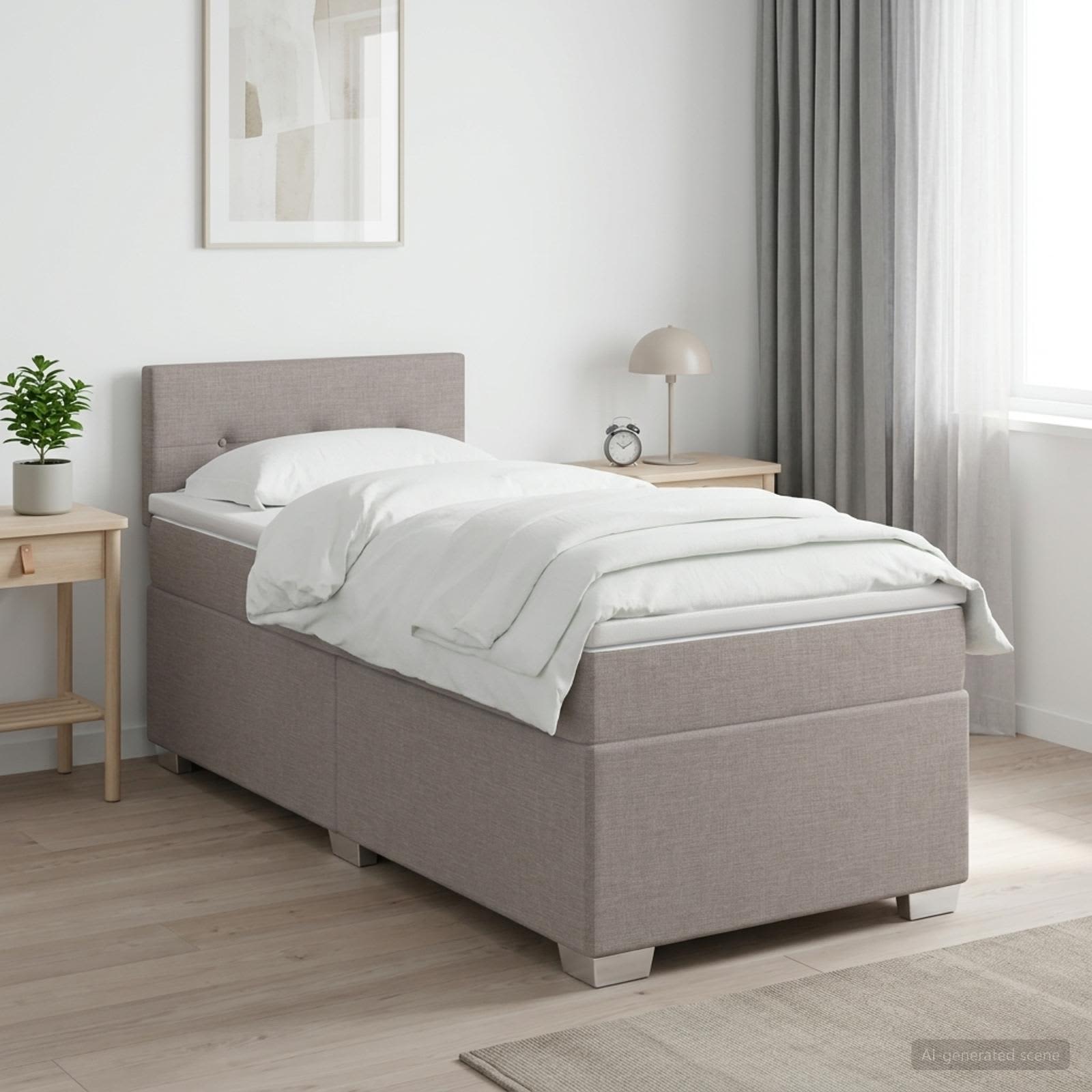 3450373_1.jpg vidaXL Posteľ boxspring s matracom Sivohnedá 90 x 190 cm Látka – Obrázok 1
