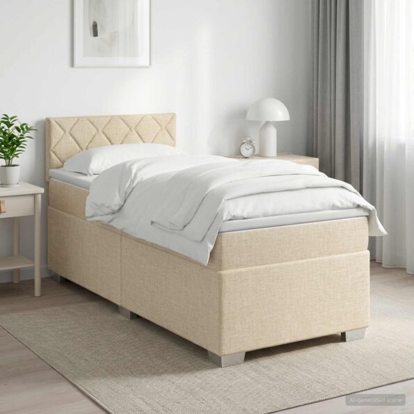 vidaXL Posteľ boxspring s matracom Krémová 90 x 190 cm Látka – Obrázok 11