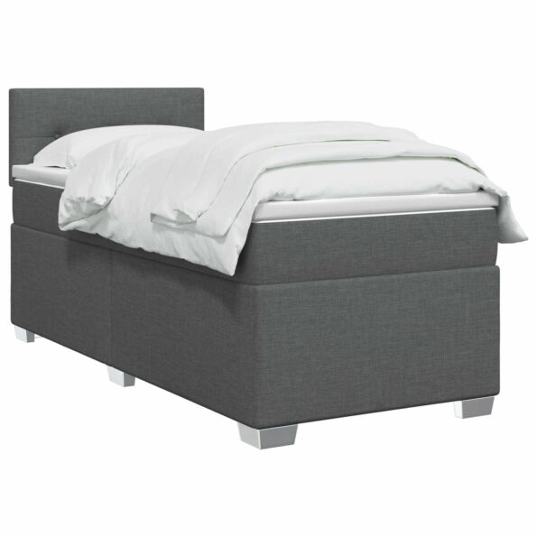 vidaXL Posteľ boxspring s matracom Tmavosivá 90 x 200 cm Látka – Obrázok 2