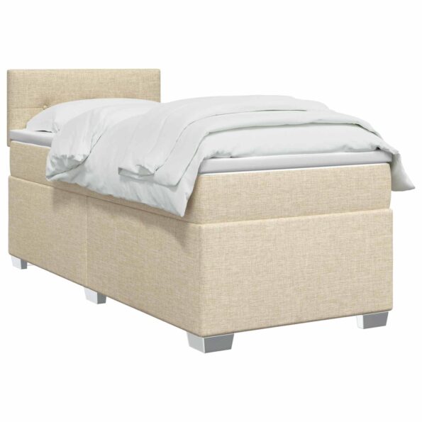 vidaXL Posteľ boxspring s matracom Krémová 90 x 200 cm Látka – Obrázok 3