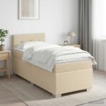 vidaXL Posteľ boxspring s matracom Krémová 100 x 200 cm Látka