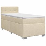 vidaXL Posteľ boxspring s matracom Krémová 100 x 200 cm Látka – Obrázok 2