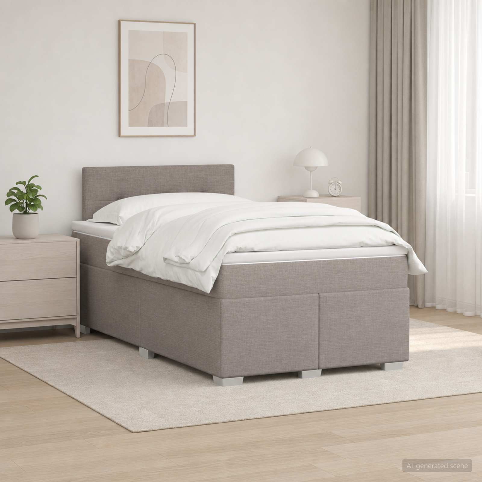 3450436_1.jpg vidaXL Posteľ boxspring s matracom Sivohnedá 120 x 190 cm Látka – Obrázok 1