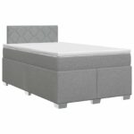 vidaXL Posteľ boxspring s matracom Svetlosivá 120 x 190 cm Látka – Obrázok 2