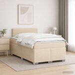 vidaXL Posteľ boxspring s matracom Krémová 120 x 200 cm Látka