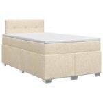 vidaXL Posteľ boxspring s matracom Krémová 120 x 200 cm Látka – Obrázok 2