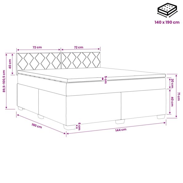 vidaXL Posteľ boxspring s matracom Sivohnedá 140 x 190 cm Látka – Obrázok 11