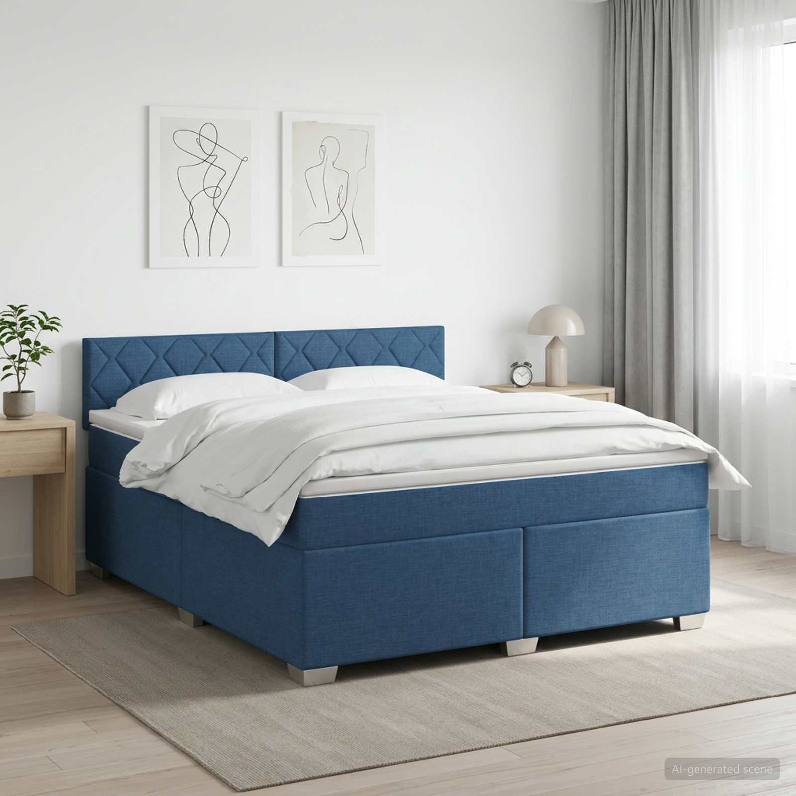 3450487_1.jpg vidaXL Posteľ boxspring s matracom Modrá 140 x 190 cm Látka – Obrázok 1
