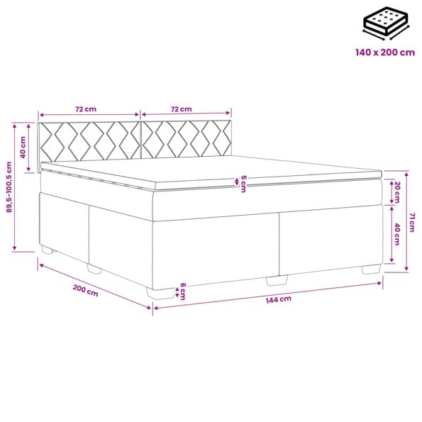 vidaXL Posteľ boxspring s matracom Sivohnedá 140 x 200 cm Látka – Obrázok 11
