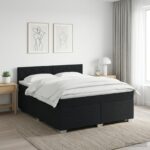 vidaXL Posteľ boxspring s matracom Čierna 160 x 200 cm Látka