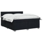vidaXL Posteľ boxspring s matracom Čierna 160 x 200 cm Látka – Obrázok 3