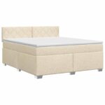 vidaXL Posteľ boxspring s matracom Krémová 160 x 200 cm Látka – Obrázok 2
